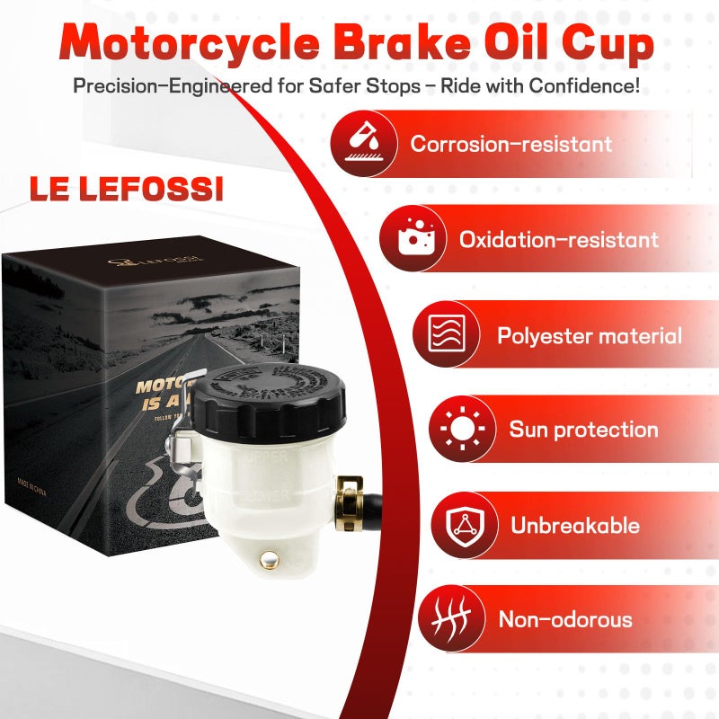 LE LEFOSSI Motorcycle Front Brake Master Cylinder Brake Pump Tank Oil Cup Fluid Bottle Reservoir Aftermarket Part Compatible with for Yamaha FZS 600 YZF-R1 YZF-R6 YZFR1 YZFR6 R6 R1 2000-2018 - Image 4